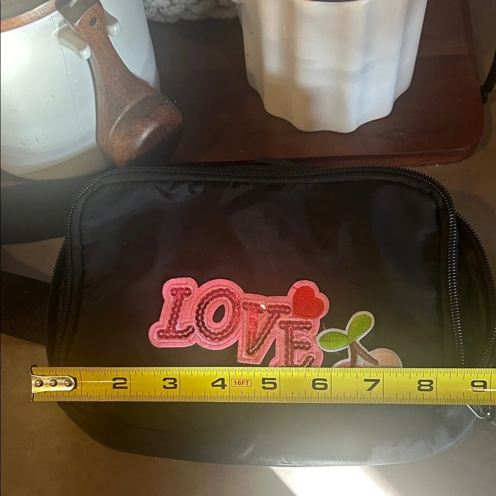 Black Love cherry Patch Fanny Pack Belt Bag